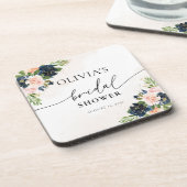 Dessous-de-verre Marine & Blush Pink Floral (Côté gauche)