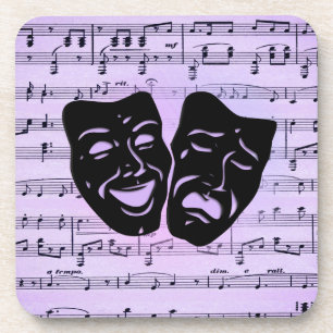 Dessous-de-verre Masques de musique et de théâtre violets