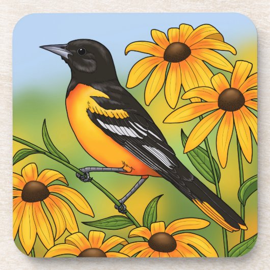 Dessous-de-verre MD State Bird Oriole & Black eyed Susan Flower (Devant)
