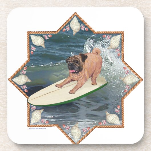 Dessous-de-verre Mec Pug Surfeur (Devant)