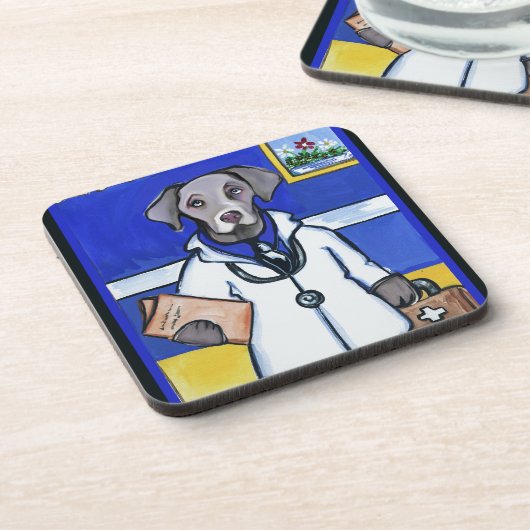 DESSOUS-DE-VERRE MÉDECIN WEIMARANER (Côté gauche)