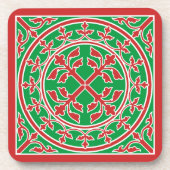 Dessous-de-verre Médiéval Rouge Blanc Vert Wreath Feuilles roman (Devant)