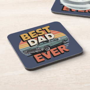 Dessous-de-verre Meilleur Papa Retro Vintage Muscle Car Sarcelle