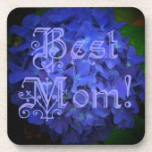 Dessous-de-verre Meilleure maman avec Arrière - plan de fleurs bleu (Devant)