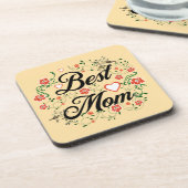 Dessous-de-verre Meilleure Maman Design Floral Élégant (Côté gauche)