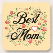 Dessous-de-verre Meilleure Maman Design Floral Élégant (Devant)