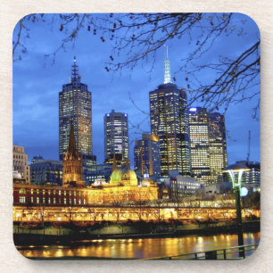 Dessous-de-verre Melbourne, Australie. Une vue nocturne sur