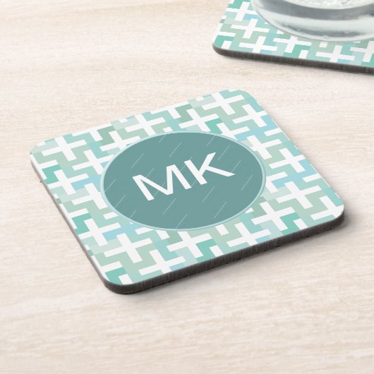 Dessous-de-verre Mer vert géométrique (Côté gauche)