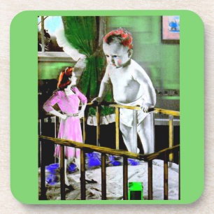 Dessous-de-verre Mère des années 1940 et son bébé géant