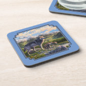 Dessous-de-verre Mère Wolf & Pups Mountain River Valley (Côté gauche)