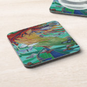 Dessous-de-verre Mermaid Nage avec Papillons Imaginaire Art (Côté gauche)