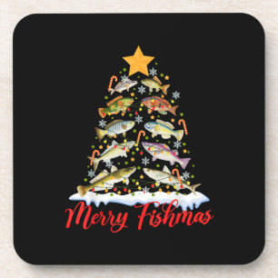 Dessous-de-verre Merry Fishmas Funky Christmas Tree Lights Fish Fis