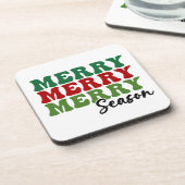 Dessous-de-verre Merry Merry Merry Saison - Retro Holiday Art (Côté gauche)
