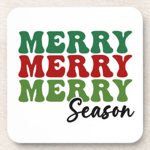 Dessous-de-verre Merry Merry Merry Saison - Retro Holiday Art