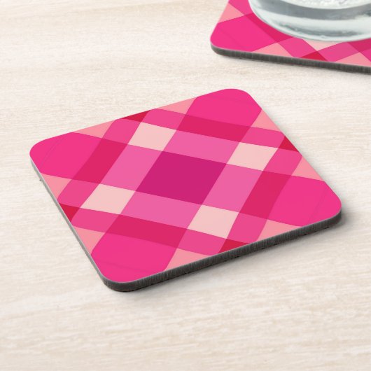 Dessous-de-verre Mi-siècle moderne Plaid, Fuchsia rose et vin (Côté gauche)