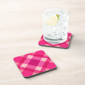 Dessous-de-verre Mi-siècle moderne Plaid, Fuchsia rose et vin (Côté Droit)
