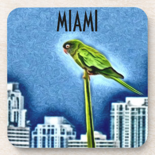 Dessous-de-verre ~Miami~ MIAMI PARROT DESSOUS DE VERRE, CUSTOMISEZ-
