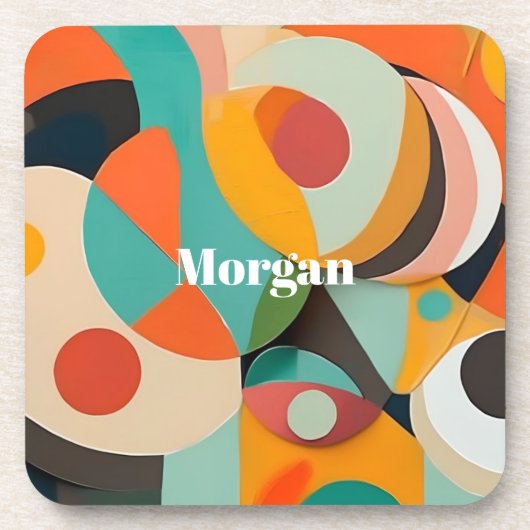 Dessous-de-verre Mid Century Art moderne Monogramme ou nom, géométr (Devant)