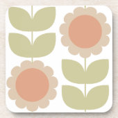 Dessous-de-verre  Mid-Century Pastel Pink Retro Floral Pattern (Devant)