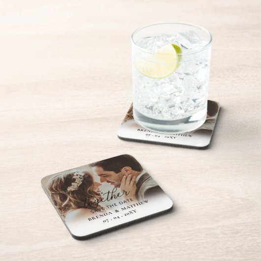 Dessous-de-verre Mieux Ensemble Script Photo Enregistrer La Date (Côté Droit)