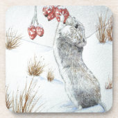 Dessous-de-verre Mignonne champ neige scène hiver faune (Devant)