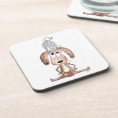 Dessous-de-verre Mignonne chien Whimsical avec chat sur sa tête (Côté gauche)