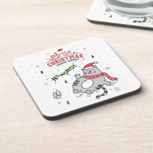 Dessous-de-verre Mignonne et drôle Chat Noël joyeuses Salutations