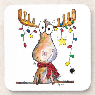 Dessous-de-verre Mignonne orignal de Noël