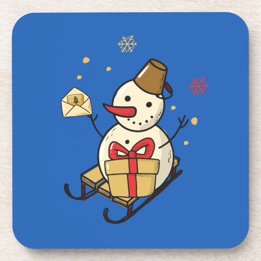 Dessous-de-verre Mignonne Snowman Sur Un Motoneige (Devant)