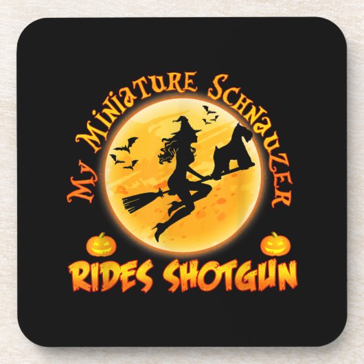 Dessous-de-verre Miniature Schnauzer Dog Rides Shotgun Witch Funny (Devant)