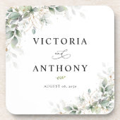Dessous-de-verre Minimal Eucalyptus Square Wedding Coaster (Devant)