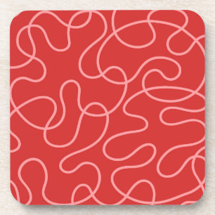 Dessous-de-verre Minimaliste Abstrait Rouge et Rose