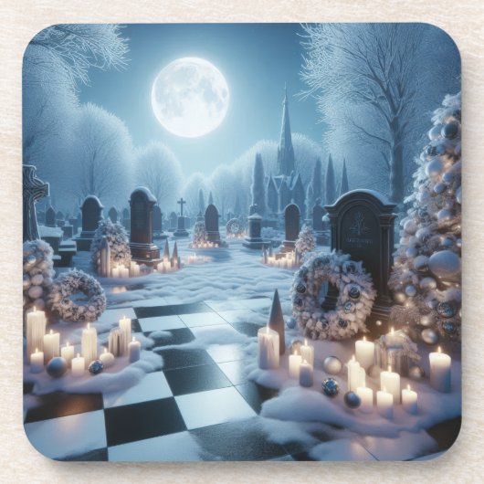 Dessous-de-verre Misty Graveyard Christmas | Gothic Holiday Decor (Devant)