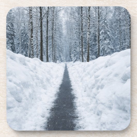 Dessous-de-verre Misty Winter Forest Path Winter Landscape (Devant)