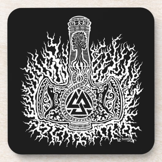 Dessous de verre Mjolnir-Valknut série de 6 (Devant)
