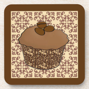 Dessous-de-verre Mocha / Café Frosted Cupcake, Arrière - plan dente