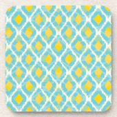 Dessous-de-verre Mode jaune bleue d'ikat tribal moderne (Devant)