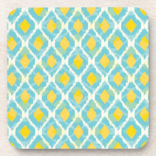 Dessous-de-verre Mode jaune bleue d'ikat tribal moderne