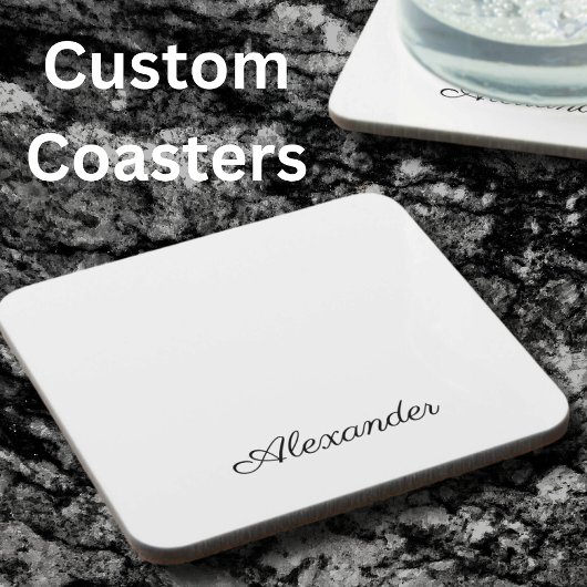 Dessous-de-verre Modèle blanc moderne, Cuisine à script noir coupée