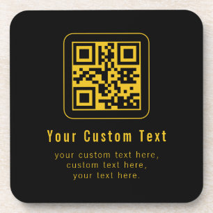Dessous-de-verre Modèle de code QR et de texte modifiable   Noir et