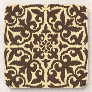 Dessous-de-verre Modèle de damas Ikat - Chocolat Brown et Tan