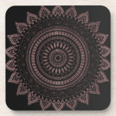 Dessous-de-verre Modèle de mandala en or rose tribal moderne (Devant)