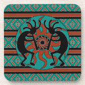 Dessous-de-verre Modèle sud-ouest Tribal Sun Turquoise Kokopelli (Devant)