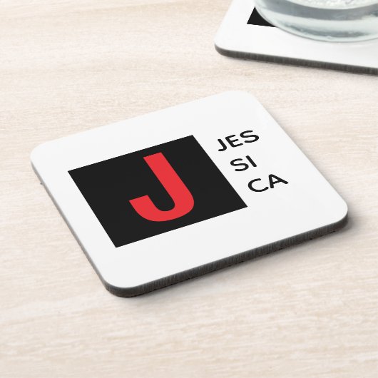 Dessous-de-verre Modern Elegant Plain Professional Name Monogram (Côté gauche)