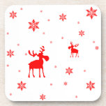Dessous-de-verre Modern Simple Red Moose Snowflakes<br><div class="desc">Modern plain Christmas and winter illustration featuring moose snowflakes pattern.</div>