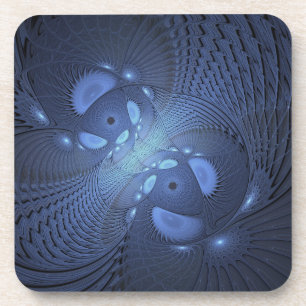 Dessous-de-verre Moderne Abstrait tendance Dusk Blue Fractal Art