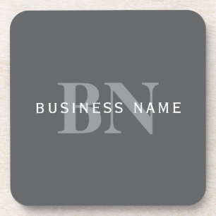 Dessous-de-verre Moderne Élégant Gris Foncé Monogramme & Nom