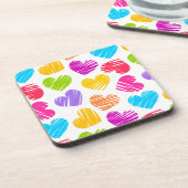Dessous-de-verre Moderne et Fille Vibrant Doodled Hearts Motif (Côté gauche)