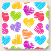 Dessous-de-verre Moderne et Fille Vibrant Doodled Hearts Motif (Devant)