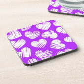 Dessous-de-verre Moderne violet blanc Doodled Heart Valentine's Day (Côté gauche)
